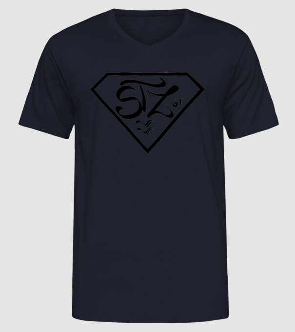 SzT-monogram minta sötétkék pólón