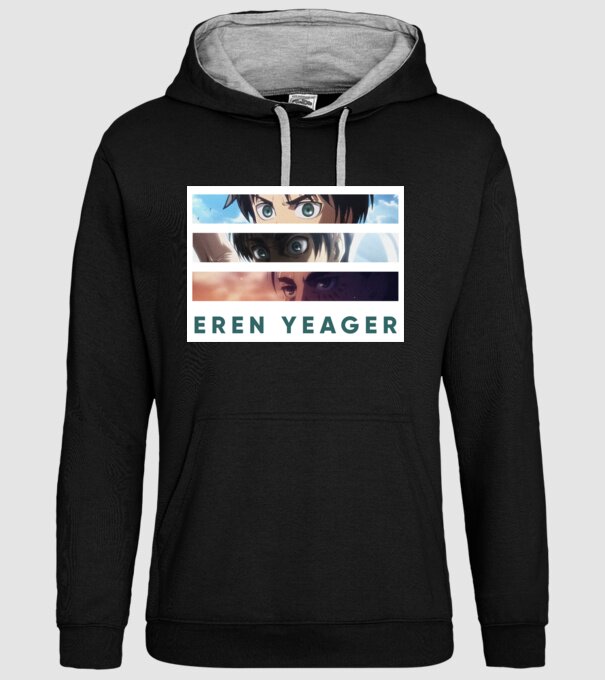 Eren Yeager - Fejlődés minta fekete pólón