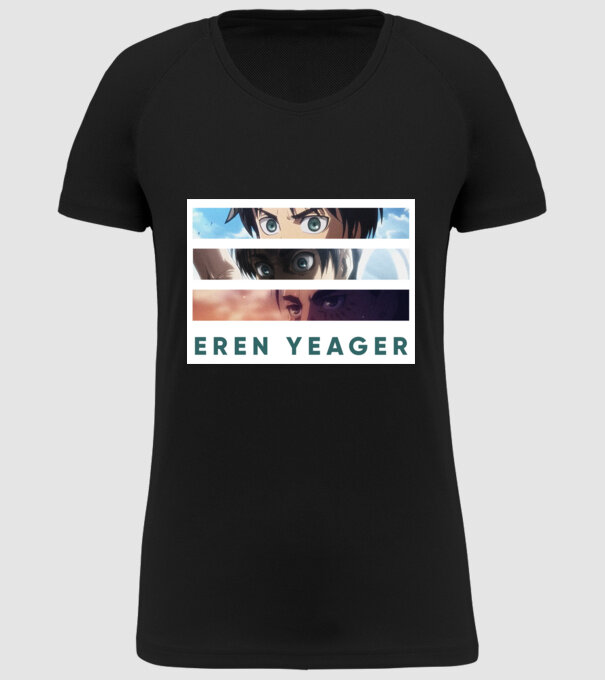 Eren Yeager - Fejlődés minta fekete pólón