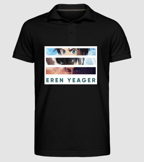 Eren Yeager - Fejlődés minta fekete pólón