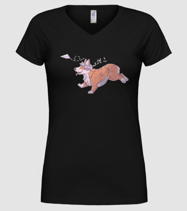 corgi minta minta fekete pólón