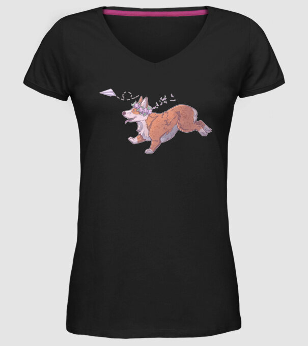 corgi minta minta fekete pólón