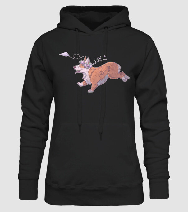 corgi minta minta fekete pólón