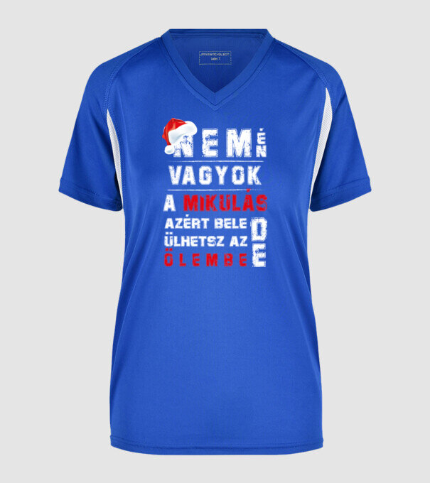 mikulás minta királykék pólón