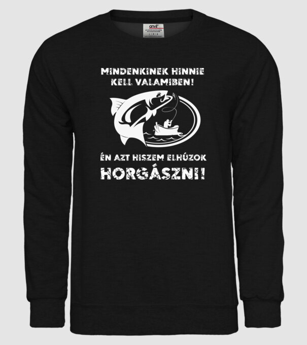 Elhúzok horgászni fehér minta fekete pólón