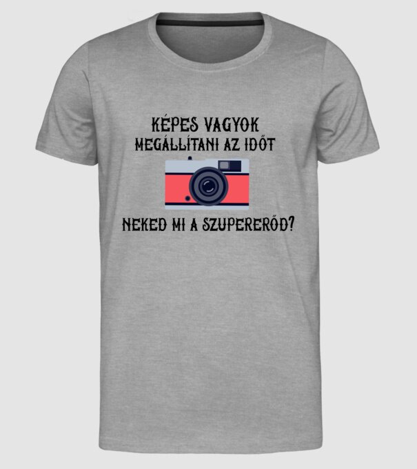Szupererős fotós 2 minta szürke pólón