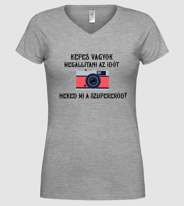 Szupererős fotós 2 minta szürke pólón