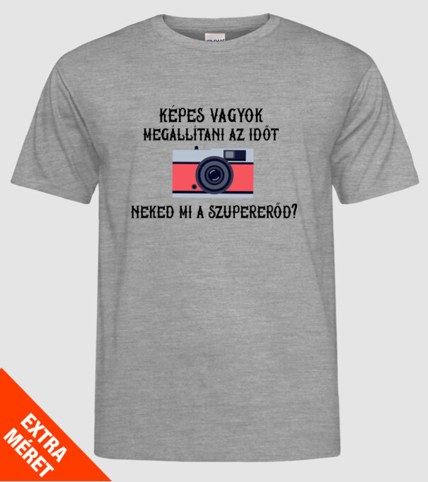 Szupererős fotós 2 minta szürke pólón