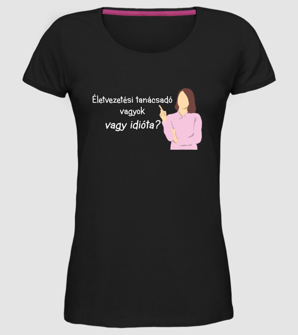 Életvezetési tanácsadó minta fekete pólón
