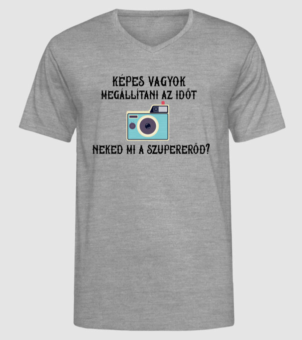 Szupererős fotós 1 minta szürke pólón