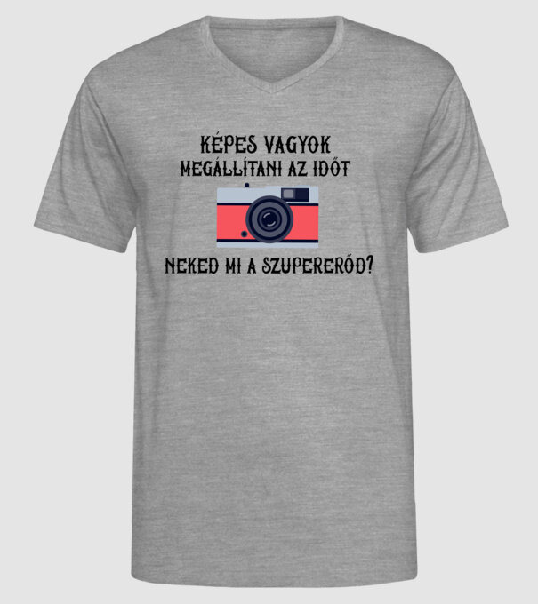 Szupererős fotós 2 minta szürke pólón