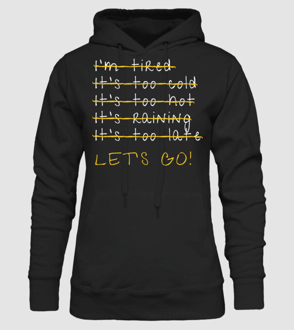 Let's go Fitness Motiváció minta fekete pólón