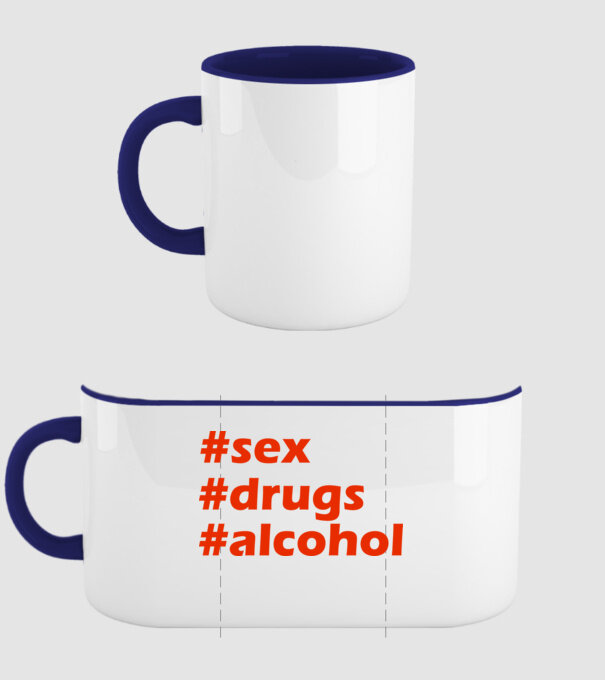 Sex drugs alcohol  minta sötétkék pólón
