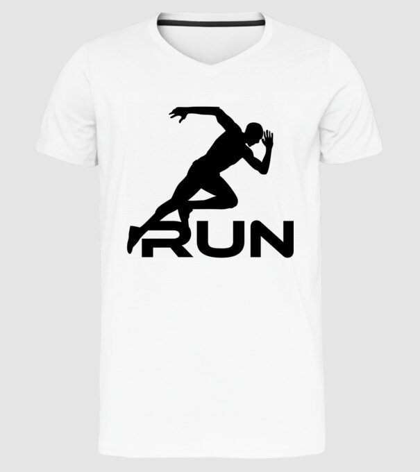 RUN minta fehér pólón