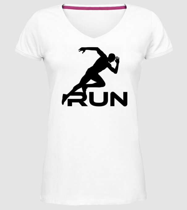 RUN minta fehér pólón