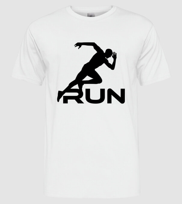 RUN minta fehér pólón