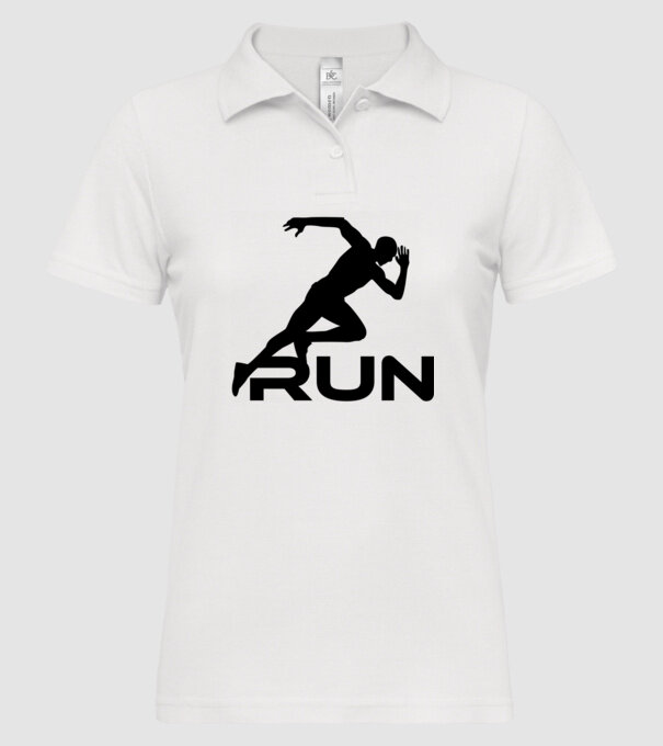 RUN minta fehér pólón