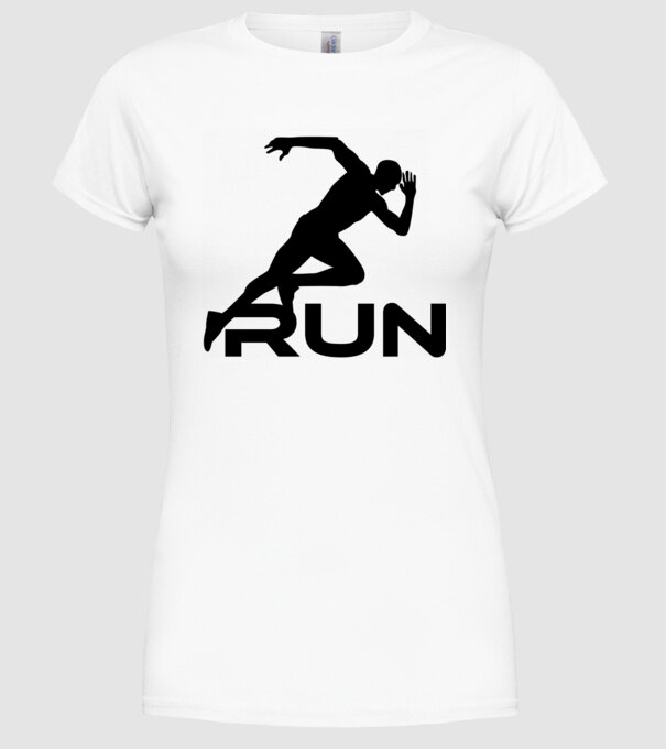 RUN minta fehér pólón