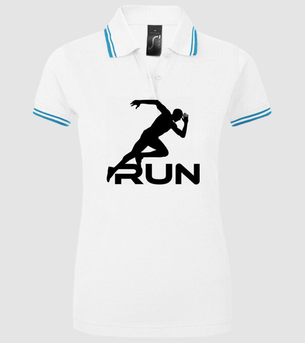 RUN minta fehér pólón