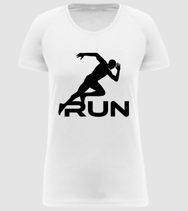RUN minta fehér pólón