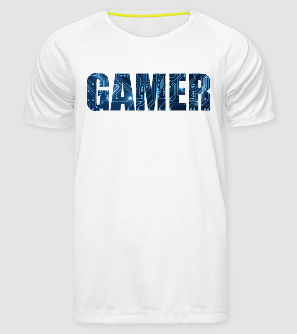 Gamer minta fehér pólón