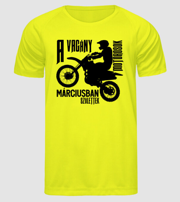 Vagány motoros (március) minta neonsárga pólón