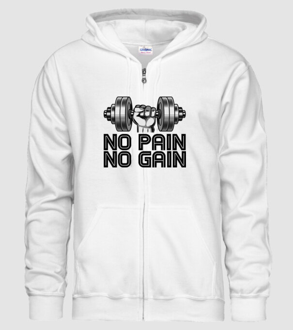 No Pain - No Gain minta fehér pólón