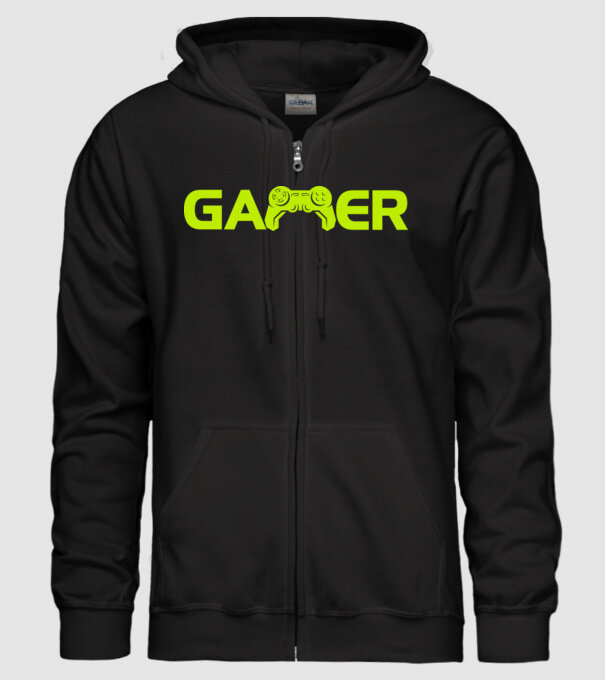 Gamer minta fekete pólón