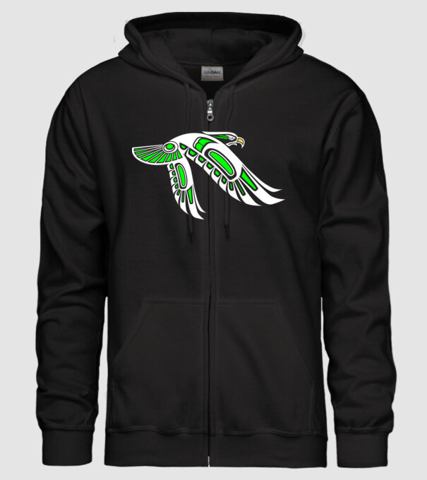 Tribal Eagle (zöld sas) minta fekete pólón