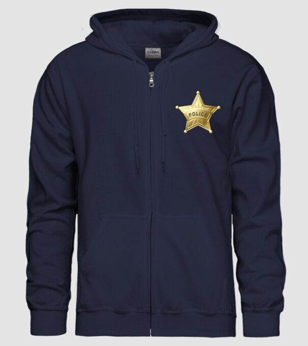 Police csillag minta sötétkék pólón