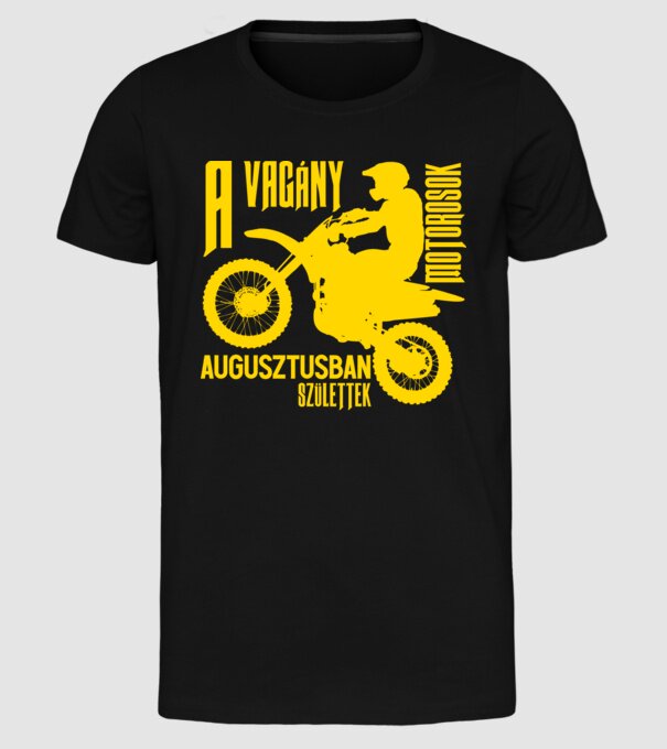 Vagány motoros (augusztus) minta fekete pólón