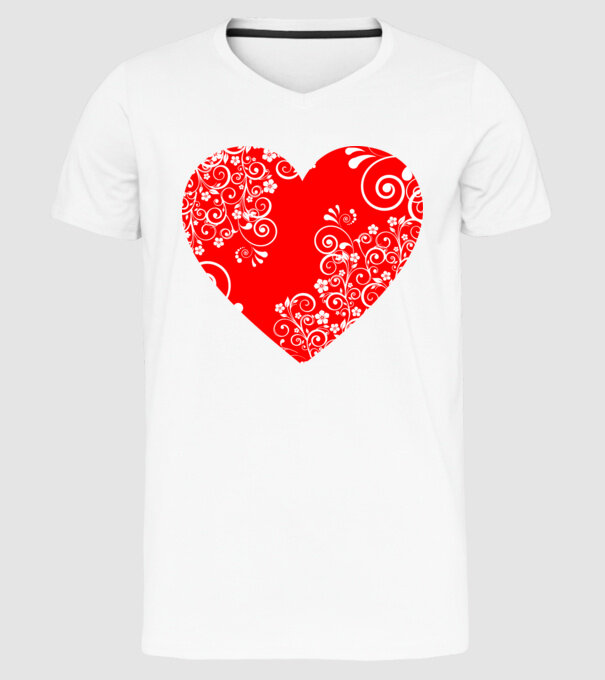 Heart (white) minta fehér pólón
