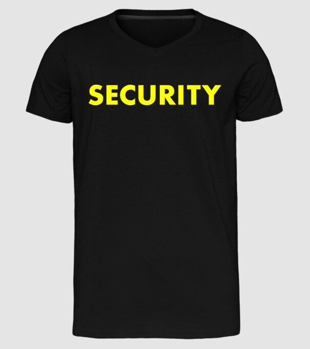 Security (sárga) minta fekete pólón
