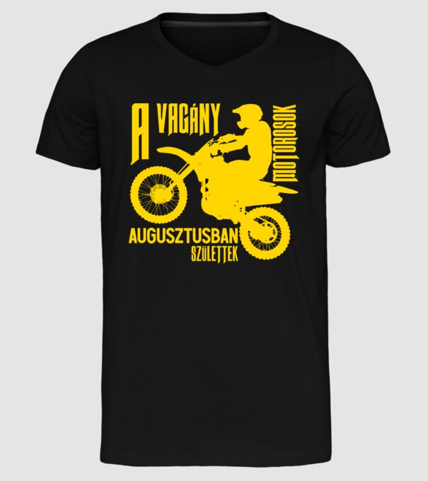 Vagány motoros (augusztus) minta fekete pólón