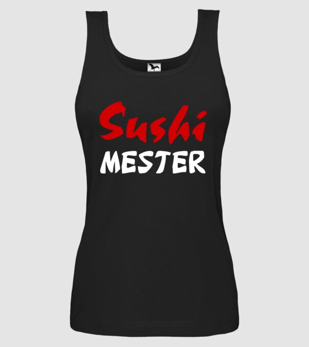 Sushi Mester minta fekete pólón