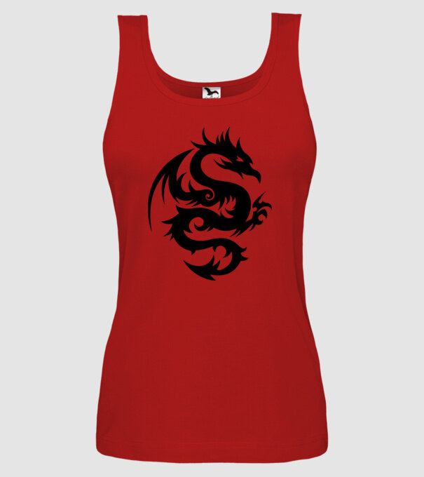Tribal Dragon (fekete) minta piros pólón
