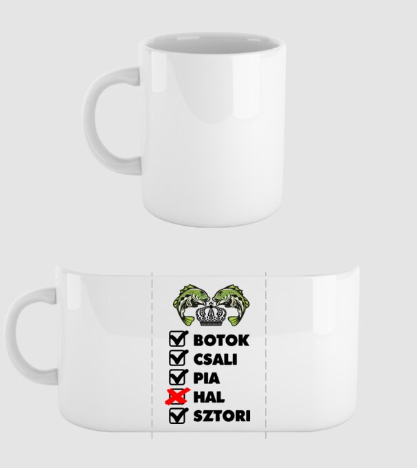 Horgász teszt minta fehér pólón