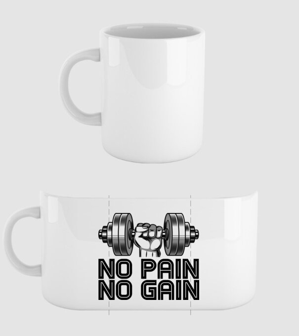 No Pain - No Gain minta fehér pólón