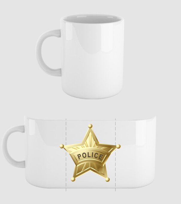 Police csillag minta fehér pólón
