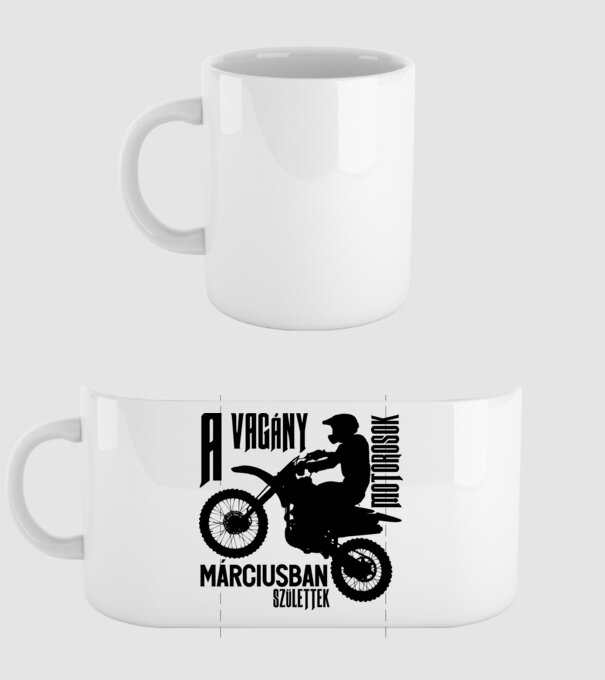 Vagány motoros (március) minta fehér pólón