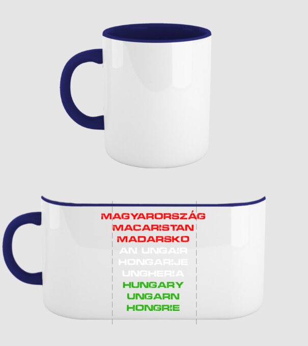 Magyarország (több nyelven) minta sötétkék pólón