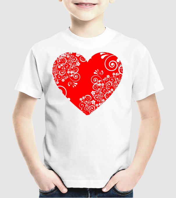 Heart (white) minta fehér pólón