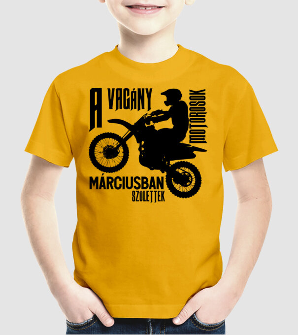 Vagány motoros (március) minta sárga pólón