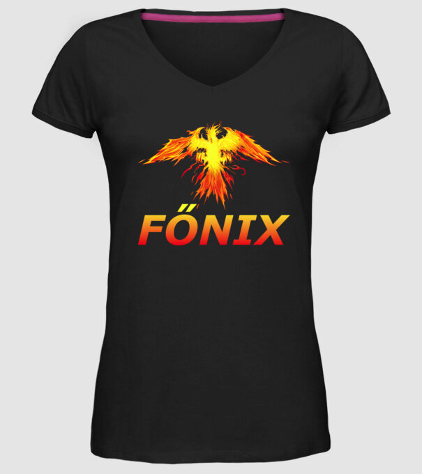 Főnix minta fekete pólón