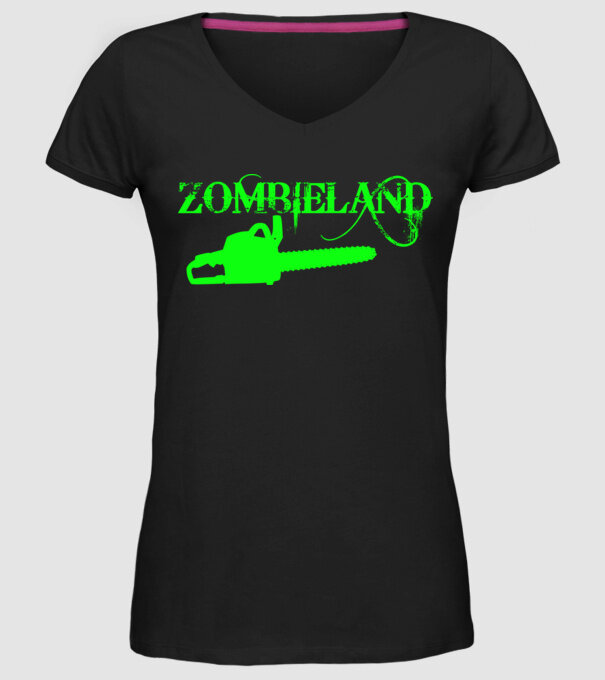 Zombieland (zöld) minta fekete pólón