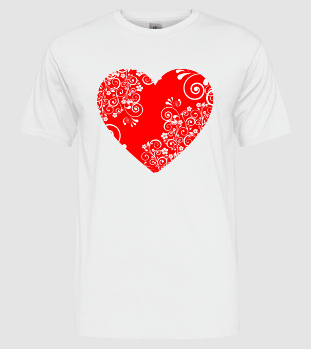 Heart (white) minta fehér pólón