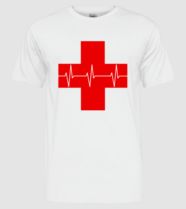 Red Cross EKG minta fehér pólón