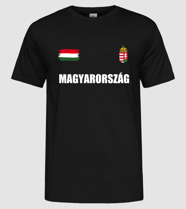 Magyarország címer és zászló minta fekete pólón