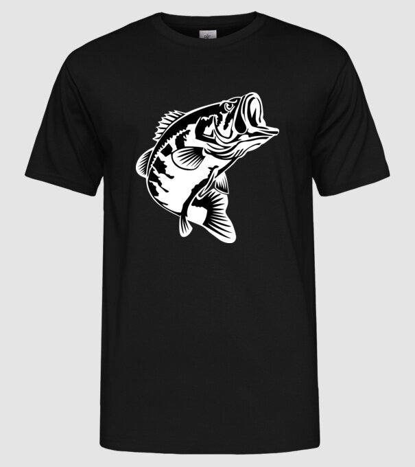 AngryFish (white) minta fekete pólón