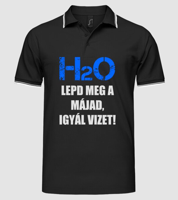 H2O minta fekete pólón